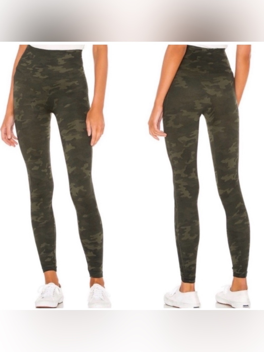 NWT Spanx Look At Me Now Seamless Legging in Green & Black Camo Size: S